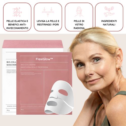 FlexiGlow™ - Maschera di Cura Intensiva al Collagene Organico (1 confezione di 4 maschere)