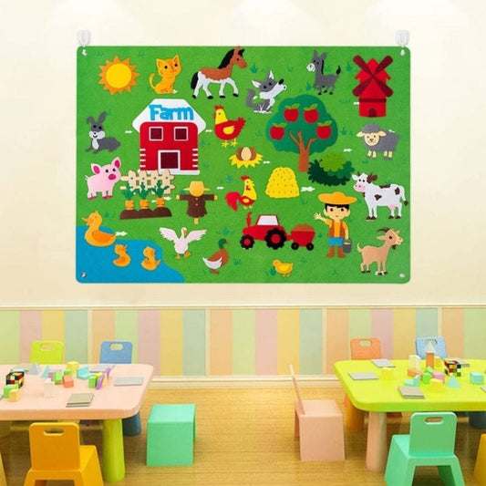 FeltWorlds™ - Planche en Feutre Interactive Montessori 105x70cm