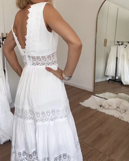 Robe débardeur en dentelle à col en V