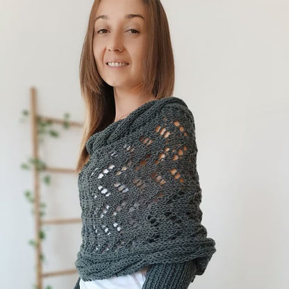 Cape en maille torsadée boléro pour femme