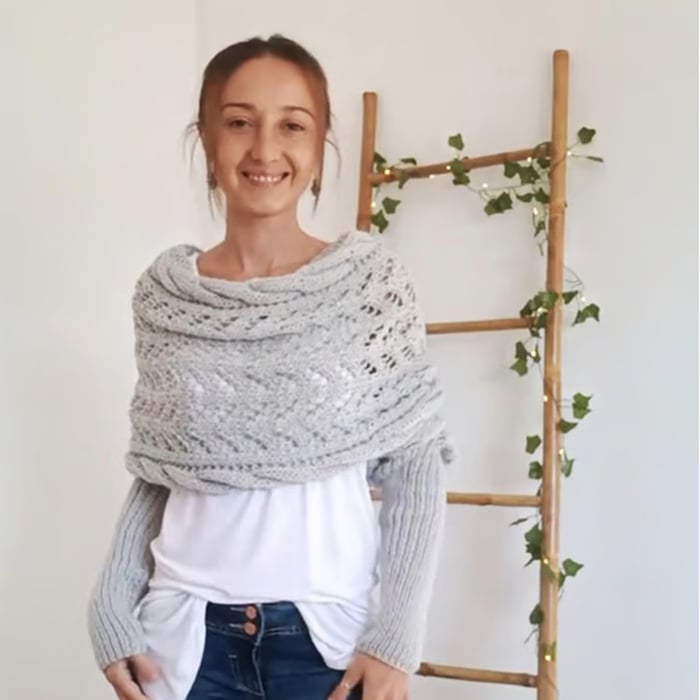 Cape en maille torsadée boléro pour femme