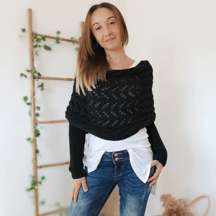 Cape en maille torsadée boléro pour femme