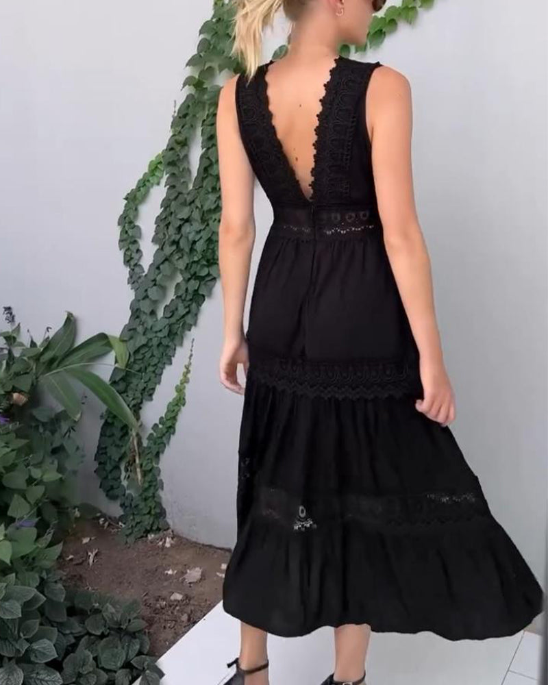 Robe débardeur en dentelle à col en V