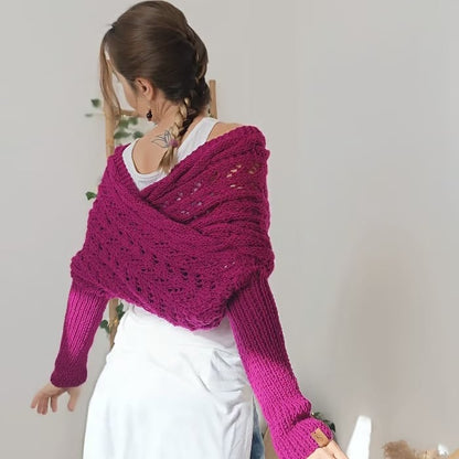 Cape en maille torsadée boléro pour femme